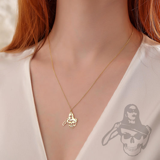 Gothic Skull Pendant Necklace: Sterling Silver or Gold Plated