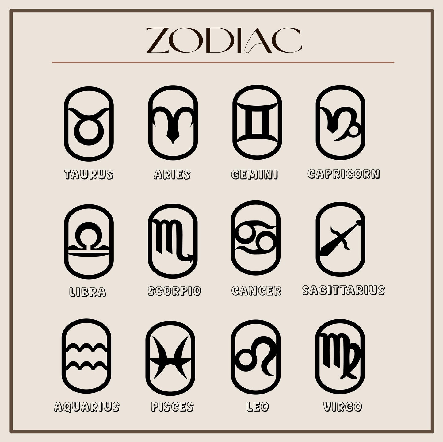 Gold Zodiac Jewelry Set: Sterling Silver Necklace, Bracelet & Earrings