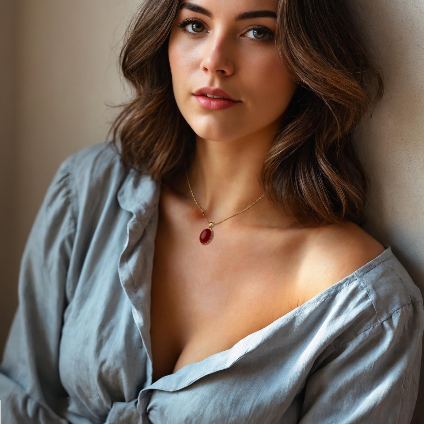 Blue Opal Necklace: 14K Gold Sterling Silver Oval Pendant