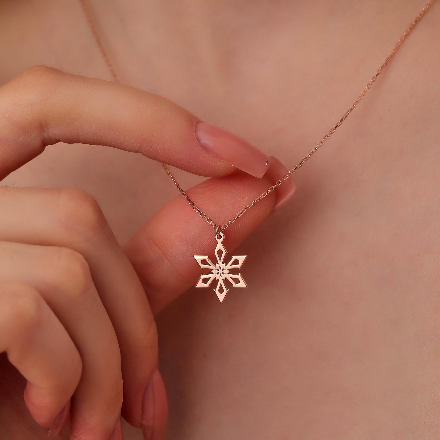 Dainty Snowflake Necklace: Minimalist Winter Charm, Gold or Silver