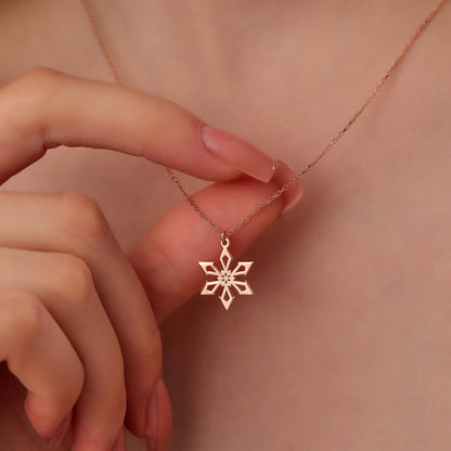 Dainty Snowflake Necklace: Minimalist Winter Charm, Gold or Silver