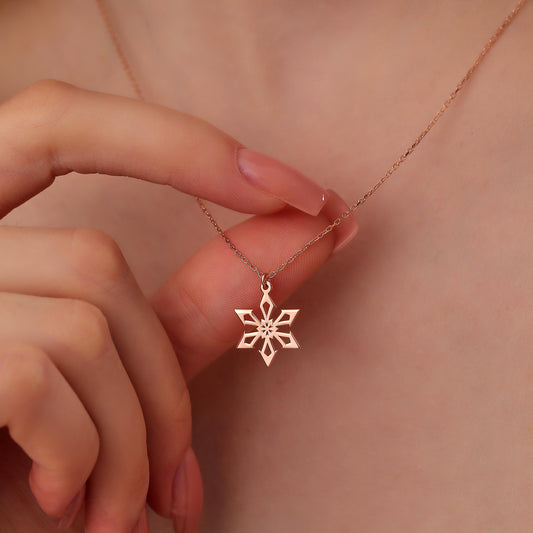 Dainty Snowflake Necklace: Minimalist Winter Charm, Gold or Silver