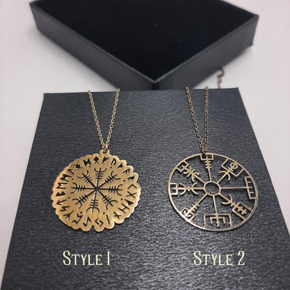 Helm of Awe Necklace: Sterling Silver or 14K Solid Gold Viking Aegishjalmr Amulet