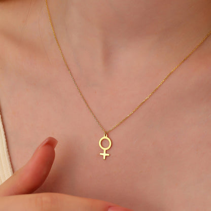 Feminist Venus Symbol Necklace: Sterling Silver or Gold Female Power Pendant