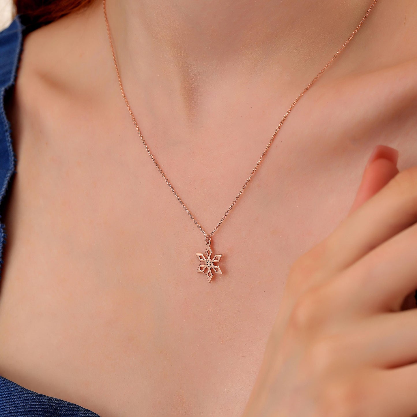 Dainty Snowflake Necklace: Minimalist Winter Charm, Gold or Silver