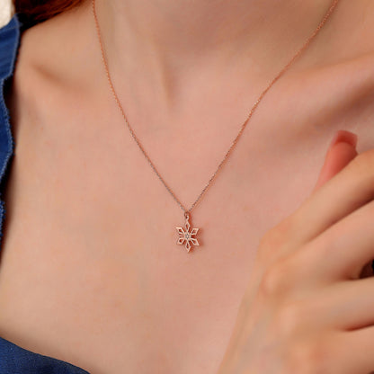 Dainty Snowflake Necklace: Minimalist Winter Charm, Gold or Silver