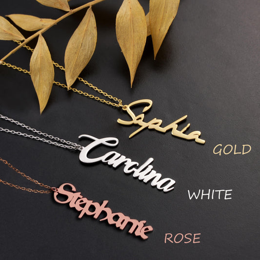 Personalized Christmas Name Necklace – Sterling Silver, Gold, Rose Gold