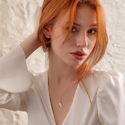 Fairy Necklace: Silver or Gold Tinkerbell Pendant (Yellow / Rose / White)