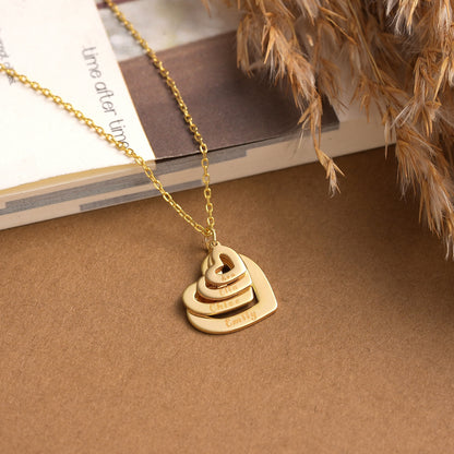 Personalized Family Heart Necklace: Sterling Silver or 14K Gold Custom Name Pendant
